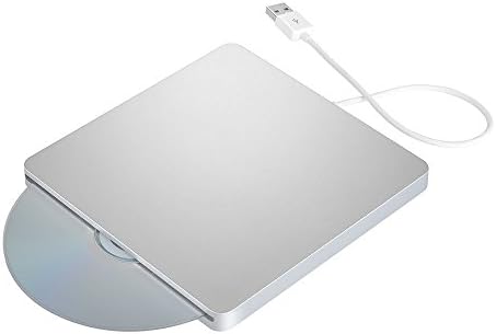 Portable 2.0 External DVD Drive,External DVD Drive DVD Reader with CD Burner Player for Mac, Mac Air, Mac Pro and Other Notebook/Desktop, Windows 10 Compatible (Silver)