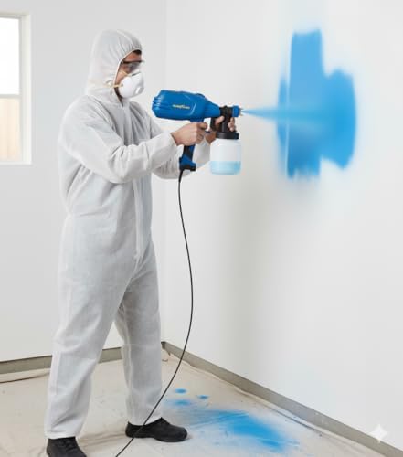 - Pistola de Pintura Elétrica 450W, Turbina de Pintura de Parede e Teto com 3 Bicos Intercambiáveis, Pistola de Verniz e Laca de Mobiliário, 1L Cup, 38000 RPM