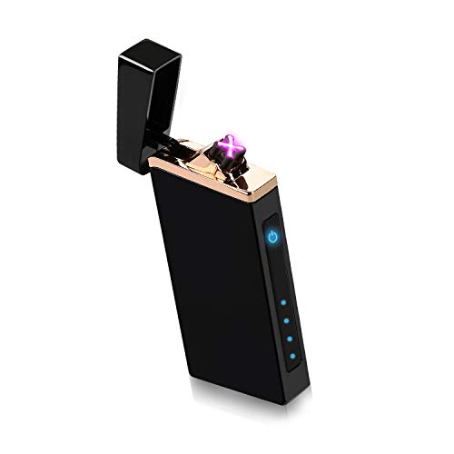 iLevar Windproof Electric Dual Arc Lighter, USB Rechargeable Plasma Lighter with LED Battery Indicator, Touch Screen Flameless Lighter for Camping and Hiking