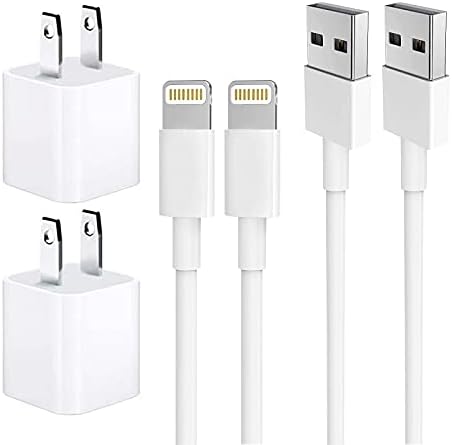 iPhone Charger, MFi Certified Charging Cable, Travel Wall Power Adapter, [2-Pack] USB Data Charge Sync Cable Compatible with iPhone X/8 Plus/7 Plus/6s/6 Plus/6s Plus/5/5s/5c/XS/XR/XS Max/iPad/iPod