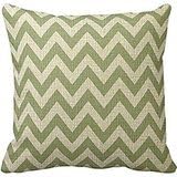 Cotton Linen Square Fashion Sage Green Chevron Zigzag Pattern Throw Pillowcase 18 x 18 Inches