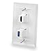 BATIGE HDMI and USB 3.0 Keystone Wall Plate Single Gang USB 3.0 HDMI Wall Outlet Mount Socket Face Plate Cover - White