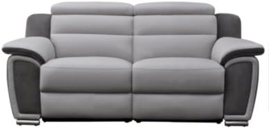 Canape 3 Places Relax Electrique Wow Cuir Micro Gris Clair Amazon