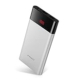 Slim Portable Charger，Power Bank 10000mah, PISEN Battery Pack with LED Display, Dual USB External Battery Charger [Anti-Fingerprint] for iPhone, iPad, Samsung, Nexus and More (Silver)