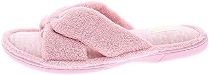 Microterry Fleece Ultra Plush Fuzzy Spa Slip On Slipper for Women (XL / 10-11, Light Pink Polka Dot)