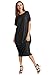 Verdusa Women's Short Sleeve Loose Long Maxi Lounge Dress with Pockets Black XL