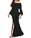 Lalagen Women's Plus Size Off Shoulder Bodycon Long Evening Party Dress Gown Black XXXL