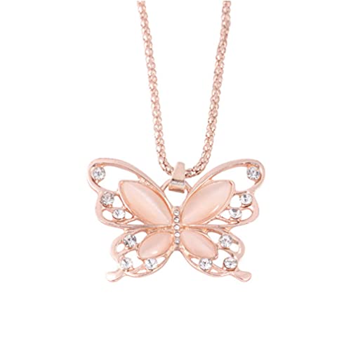 Jovono Boho Butterfly Necklace Rose Gold Rhinestone