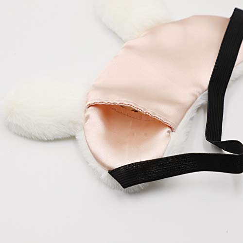 ZTL Cute Animal Eye Mask Soft Plush Sleep Masks for Women Girls Home Sleeping Traveling (White Rabbit) - Thumbnail 5