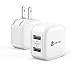 Mini Dual Port USB Wall Charger, 12W 2-Pack iClever Portable Travel Charger Adapter for iPhone12 11 Pro Xs Max XR X 8 Plus 7 6, iPad Pro Air Mini, Samsung Galaxy S9 S10 Plus S8 Note 9, HTC, and More