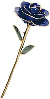 Never Fade 24k Gold Foil Natural Fresh Rose Flower Gold Plated Rose Artificial Flower With Gift Box Best Unique Creative Romantic Gift for Valentines Day Engagement Wedding (Blue)