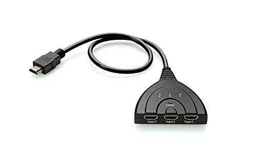 HDMI Switch 3 Port 4K HDMI Splitter Switch 3x1 Switch Splitter with Pigtail Cable Support Ultra HD 3D 1080P HDCP Splitter Hub for Apple TV 4K, Fire Stick, HDTV, PS4, Xbox, Game Consoles, PC and More