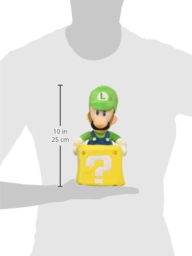 Little Buddy Super Mario Bros. Luigi Holding Coin Block Stuffed Plush, 10"