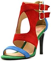 Shoebox Kicks Multi-Colored Gladiator High Heels (10, Blue)