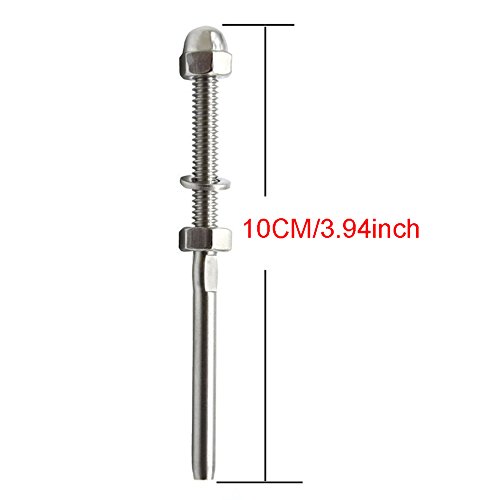 60 pcs Stainless Steel Handrail Railing Cable Tensioner Threaded Stud End Fitting for 1/8 inch Cable Wire