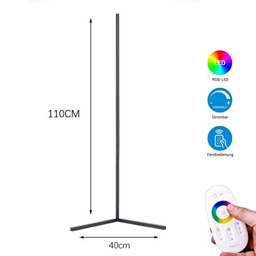 QJUZO RGB vloerlamp, dimbaar, met afstandsbediening, moderne led-vloerlamp voor woonkamer, slaapkamer, hoek… - Afbeelding 8