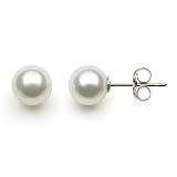 Sterling Silver AAA Quality 6-6.5mm Cultured White Freshwater Pearl Stud Earrings