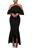 Alvaq Women's Sexy Off The Shoulder Ruffled Mermaid Evening Party Maxi Dress