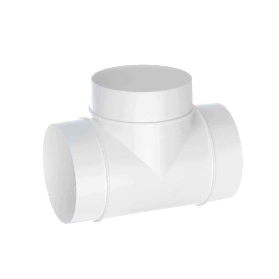 100mm / 4 Inch T-Joint - 3 Way Duct Connector - Round PVC Ducting - Ventilation Pipe, Hose, Tube, T Shape