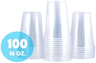 Clear Plastic Cup by HeloGreen | 16 oz. Crystal Clear PET Drinking Cup (100 count)