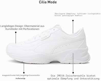 Damen Cilia Mode Shoes, Puma White-Puma Silver, 38 EU
