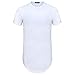 Aiyino Men's Hipster Hip Hop Ripped Round Hemline T Shirt with Side Zipper S White