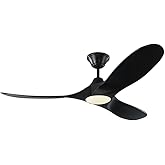 Monte Carlo 3MAVR52BKBKD Maverick II Energy Star 52" Ceiling Fan with LED Light and Hand Remote Control, 3 Balsa Wood Blades,