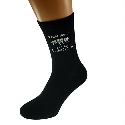 Trust me I'm a Orthodontist & Teeth Image Design Mens Black Cotton Rich Socks