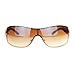 Womens Elegant Rimless Shield Wrap Luxury Designer Sunglasses Gold - Brown