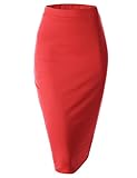 Doublju Women's Scuba Slim Fit Stretchy Pencil Midi Skirt