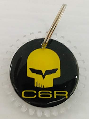 EzInstall C6 Chevy Corvette Novelty Logo Domed Emblem Gear Cut Key Chain & Ring