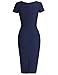 MUXXN Women's 1950s Vintage Short Sleeve Pleated Pencil Dress(M,Blue)