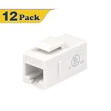 VCE 12-Pack RJ45 CAT6 Keystone Coupler Female to Female Insert Coupler, UTP CAT6 Keystone Inline Coupler for Cat6 Cables UL Listed
