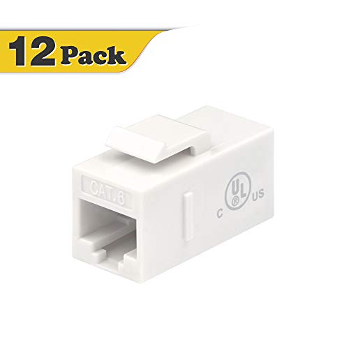 VCE 12-Pack RJ45 CAT6 Keystone Coupler Female to Female Insert Coupler, UTP CAT6 Keystone Inline Coupler for Cat6 Cables UL Listed