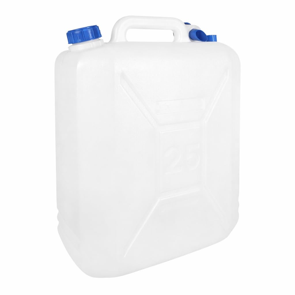 Milestone 25L Portable Water Carrier Jerry Can | HDPE Plastic | Carry Handle & Easy Pour Spout | Leak Proof Water Container for Camping & Hiking | 50cm x 36cm x 20cm
