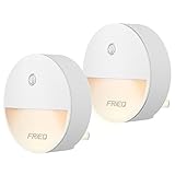 FRiEQ LED Plug in Night Light with Dusk to Dawn Sensor, Perfect for Bedroom, Bathroom, Kitchen, Stairs, or Any Dark Room (2 Pack)