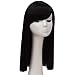 Long Black Hair Wigs for Women Kids Straight Natural Cosplay Wig with Orange Headband and Eye Mask BU136