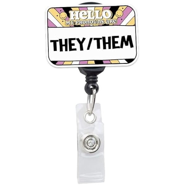 They/Them Pronouns Badge Reel - LGBTQ Gender Identity Retractable ID Holder