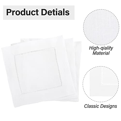 80 Pieces White Linen Cocktail Napkins Bulk 6 x 6 Inch Cloth Cocktail