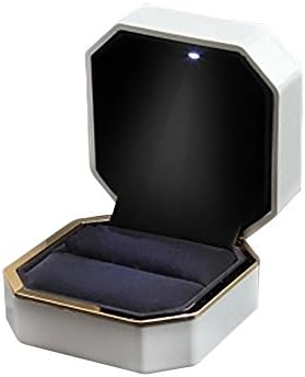 Emorias 1 Pcs Top grade Piano paint Exquisite Jewelry Box With Blue LED light Creative Ring Box Earring box Pendant Jewelry Packaging Gift Case for Engagement Marriage