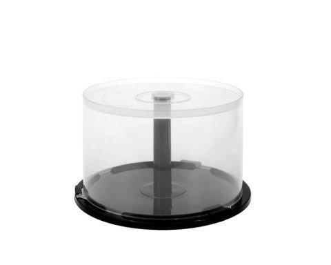 5 x 50 Disc CD Cake Box – Clear Plastic Storage Tub for 50 CD, DVD or Blu-ray Discs