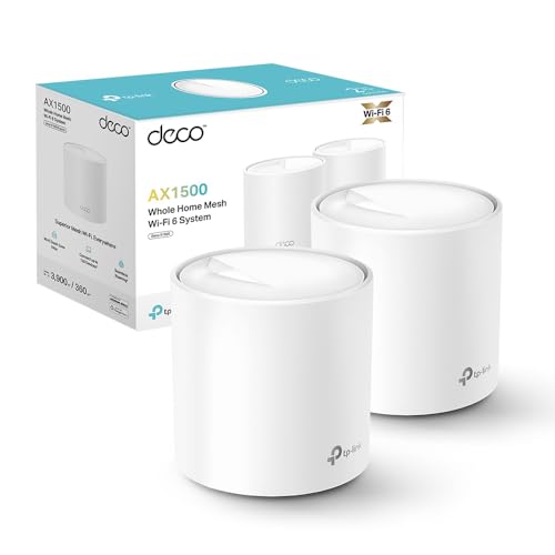Deco X1500(2-pack) Router WiFi 6 Mesh AX1500Mbps, 2 Porte Ethernet Gigabit, Controllo Parental, Router e Ripetitore, Compatibile con Amazon Alexa, 2 Pezzi con Copertura Fino a 370 ㎡