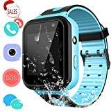 Kids Waterproof Smart Watch Phone - Children Water Resistant Watch with Call Talkie Walkie Games Sports Wristband for Boys Girls (02 S7 Blue)