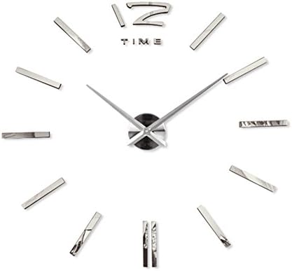 LADEY Waterproof DIY 3D Frameless Modern Style Wall Clock Watches Wall Sticker Home Decoration, Color Silver