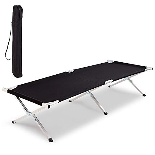 Heize best price Black Folding Camping Cot X Shape Outdoor Portable Military 600D Bed with Carry Bag Hiking