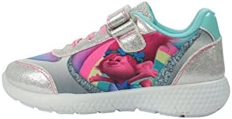 WILLIAM LAMB Girls Trolls Silver Glitter Sports Canvas Trainers Shoes Hook & Loop UK Sizes 6-12