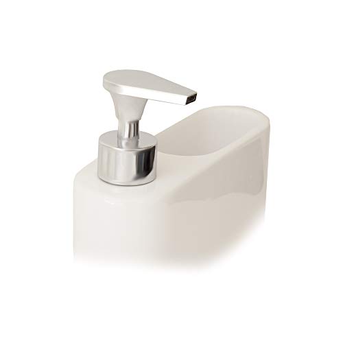 KOOK-TIME-Dispensador-de-Jabn-Liquido-de-Cermica-para-Cocina-con-Hueco-para-Estropajo-18-x-6-x-155-cm-Color-Blanco