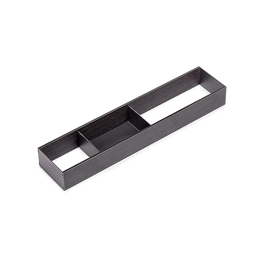 Emuca - Organizer for Drawer, 100x470 mm (3,9x18,5 inch), Anthracite Grey, Steel and Wood