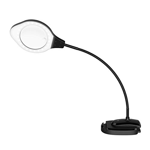 2-4X Magnifying Lamp with LED Light, 5 Year Warranty 3 Brightness Settings, Adjustable Goose Neck, Weighted Bottom for Stability. Perfect for Reading, Crafts,Work - Thumbnail 2
