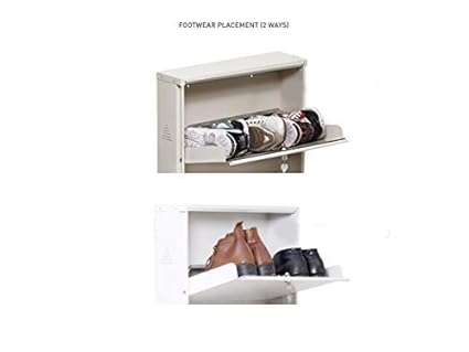 HOUZIE Powder Coated 21 2 Door Steel Shoe Rack - Full White